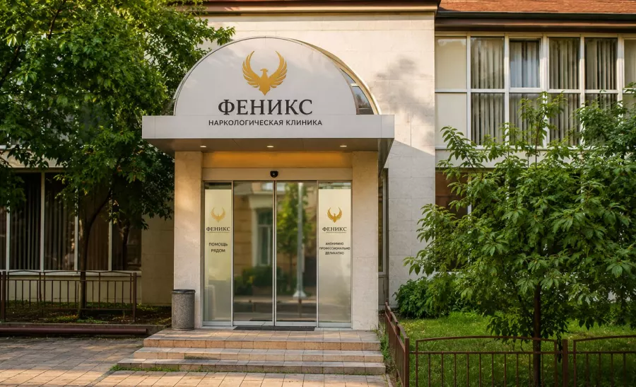 Вход в наркологическую клинику «Феникс» в Мензелинске